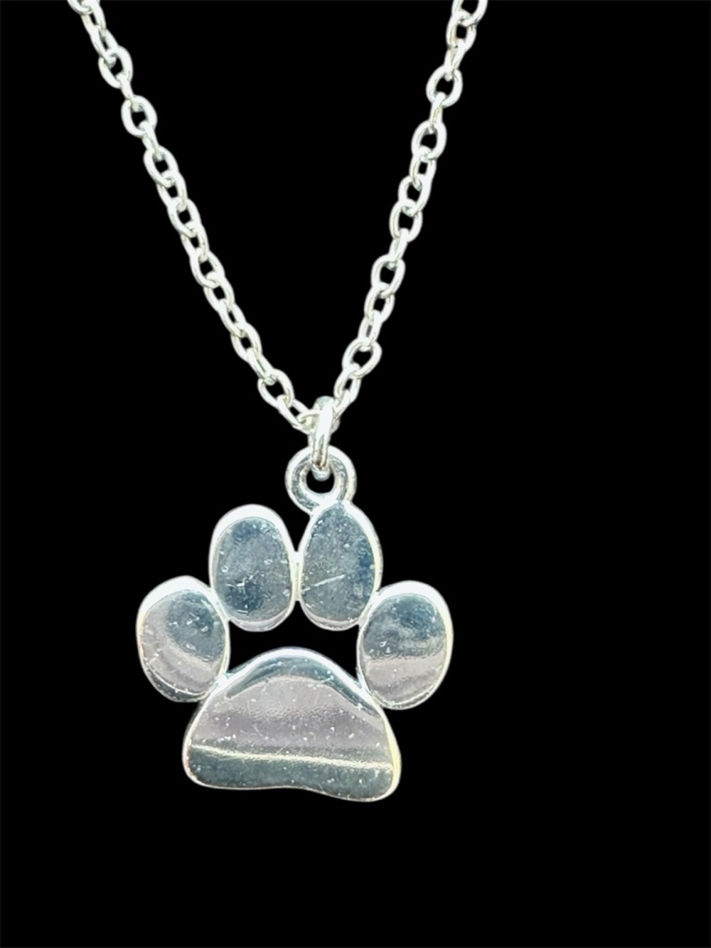 Sterling Silver Paw Print Pendant Necklace